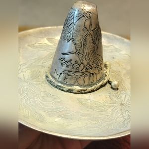 This 1950s Retro Hand Engraved Sterling Silver Sombrero Sculpture